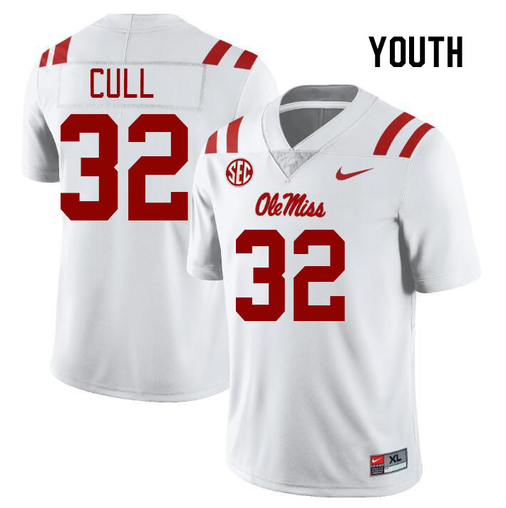 Youth #32 Nick Cull Ole Miss Rebels College Football Jerseys Stitched Sale-White